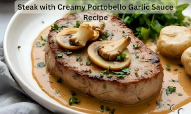Steak with Creamy Portobello Garlic Sauce