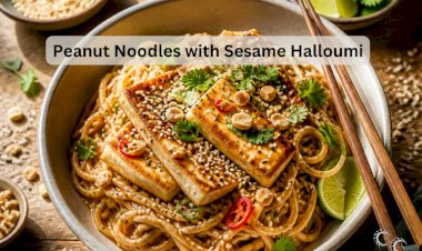 Peanut Noodles with Sesame Halloumi