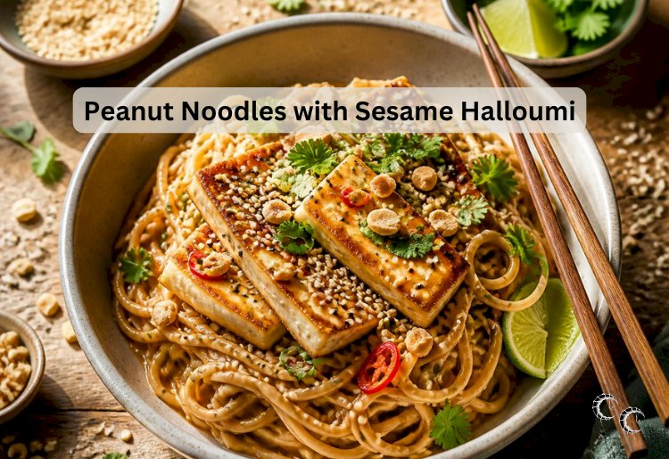 Peanut Noodles with Sesame Halloumi
